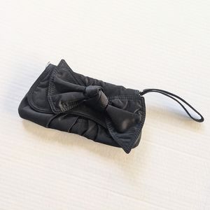 Black Bow Satin Clutch